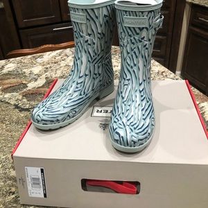 Hunter Original Short Coral Print Rain Boots NEW